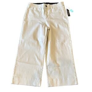 NWT Violets & Roses Brittany High Rise Slub Twill Wide Leg Cropped Pant Size 12